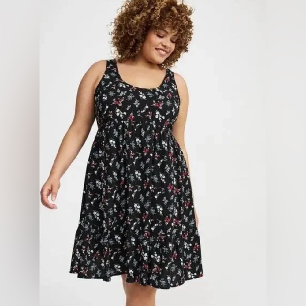 Torrid Black Ditsy Floral Midi Dress